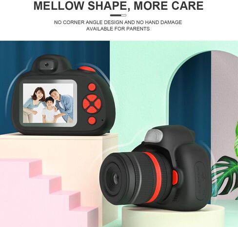 Kids Camera,Kids Digital Camera with Rotating Zoom Lens,1080P HD Digital for Kids with Flash,32GB SD,Christmas Birthday Gifts for Girls Boys 3-12 (Black, D6S) in Saudi Arabia