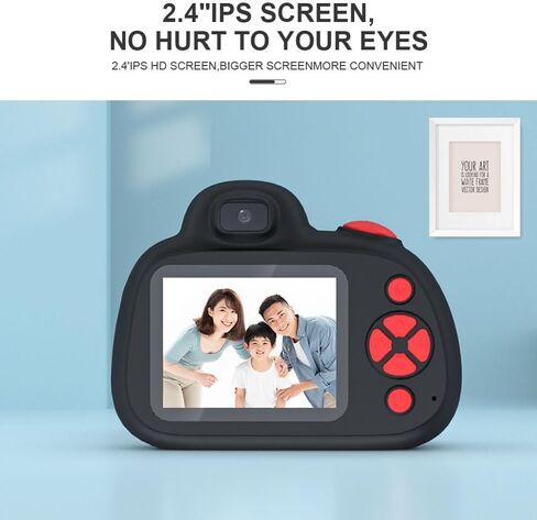 Kids Camera,Kids Digital Camera with Rotating Zoom Lens,1080P HD Digital for Kids with Flash,32GB SD,Christmas Birthday Gifts for Girls Boys 3-12 (Black, D6S) in Saudi Arabia