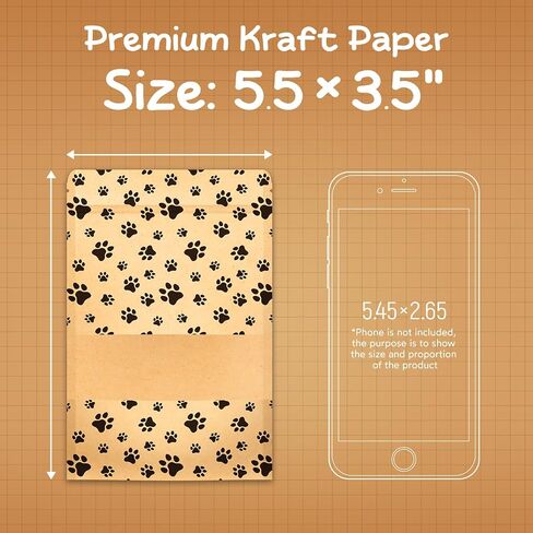 ALBEN 50-Pack Paw Print Dog Treat Bags by Poppy's – Perfect for Canine Delights, Secure Zip Lock Closure, Food-Safe Material, 3.5 x 5.5 Inches (Small) in Saudi Arabia