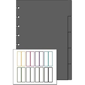 Classic Poly Tab Dividers for Discbound Notebooks fits Circa, Happy Planner (Black Semi-Transparent, Set of 5)