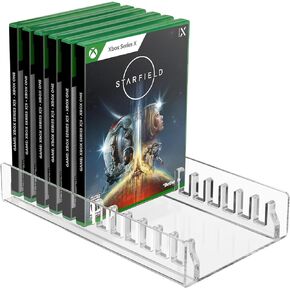 Video Game Storage Stand Compatible with Xbox One Game Box and for Xbox Series S & X Game Cases, Acrylic Organizer Display Holder Fits up to 12 Game Discs - Clear