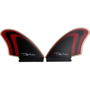 مجموعة Machado Twin Keel Fin - علامة تبويب واحدة (تناسب صندوق الزعانف المستقبلية) | أسود أحمر