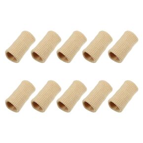 VOCOSTE 10 Pcs Breathable Finger Sleeves, Thumb Braces Support Elastic Compression Protectors for Relaxing Pain Arthritis Trigger Finger, Beige