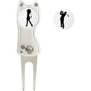 أداة إصلاح Myartte Golf Divot، أداة Divot قابلة للطي، شفرة مفاتيح من الفولاذ المقاوم للصدأ مع قطعتين من الزر المنبثق لعلامة كرة الجولف القابلة للفصل in Kuwait