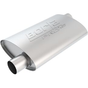 BORLA 40352 ProXS Universal Performance Muffler 2.5" Offset Inlet / 2.5" Offset Outlet 4" x 9.5" Oval x 14" Long Body 19" Overall Length Un-Notched Necks Reversible Design T-304 Stainless Steel