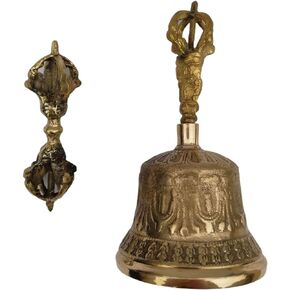 مجموعة جرس التأمل البوذي التبتي ودورجي، جرس تنوير كائنات دارما نيبال، جرس تنوير مذبح التأمل المصنوع يدويًا، جرس يوجا فاجرا (12.5 × 6.5 سم) in Kuwait