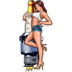 Spark Plug Pin Up Girl Sticker Decal, 5 inches - Toolbox Sticker, Car Bumper, Wall, Mechanic Decals… B09DTX4GQ3