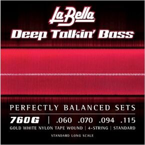 La Bella Deep Talkin' Bass 760G Gold White Nylon Tape Wound Bass Guitar Strings