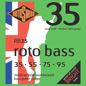 Rotosound RB35 Nickel (Unsilked) Bass Guitar Strings (35 55 75 95)