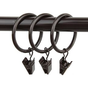 Rod Desyne 10 Count Curtain Rings with Clip, 1-3/8-Inch, Antique Brass
