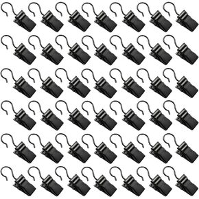 100PCS Stainless Steel Metal Clips with Hook for Curtain, Photos, Art Craft Hanger Hanging Clips Home Decoration, Black