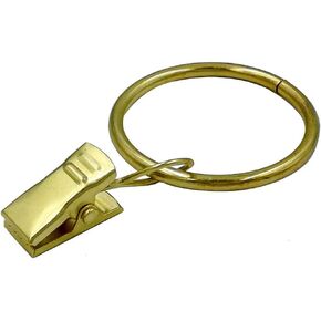 Curtain Rings with Clip - Set of 28,Interior Diameter 1.26",Fits for 1-Inch Metal Rod - Satin Nickel