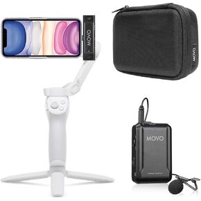 Movo Edge-DI-Duo Wireless Lavalier لهاتف iPhone - ميكروفون Lav مدمج مثالي للهواتف الذكية، مثبت Gimbal - رائع لمدونات الفيديو والتصوير والمعلمين والمزيد - متوافق مع DJI Osmo OM 4, 5 in Kuwait