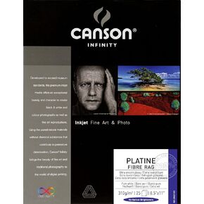 Canson Infinity Platine Fibre Rag Fine Art Paper, 310 Gram , 8.5 x 11 Inch, 10 Sheets