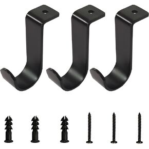 Curtain Rod Brackets for Ceiling-Mounted, Drapery Rod Holder for 1"Diameter Rod, Set of 2, Black