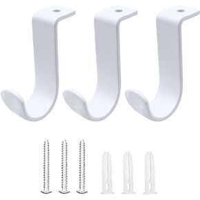 Ceiling Curtain Rod Brackets 3 Pack Metal Curtain Rod Holders with Screws,Ceiling Mount Curtain Rod Bracket for 1 Inch Rod,Sturdy Curtain Rod Hooks for Bedroom Living Room Office, Black