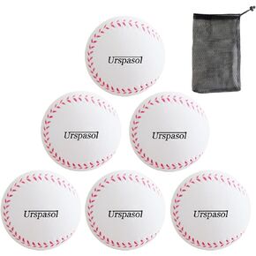 Urspasol Foam Softballs 11 Inch Oversized Practice Baseballs with Mesh Bag Soft Softballs for Kid Teenager Players Training Sporting Batting Safely Hitting White Pack of 6