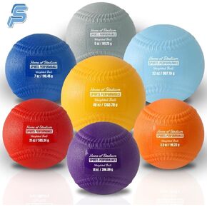 Soft Shell Plyo Weighted Balls with Seams | Set of 7 | Training Balls for Improving Velocity | Baseball & Softball Pitchers & Players