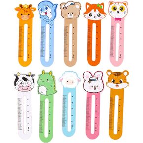 100 Pieces Cute Animal Bookmarks for Kids with 10 Different Kawaii Animal Patterns Reading Ruler Style Bookmarks Bulk Page Markers for Women Kids Students Book Lovers Gift School Home Office Supplies