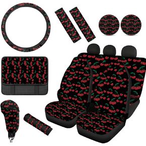 Wanyint Aztec Highland Cow Sunflower Car Seat Cover Split Covers for Women Men,Car Steering Wheel Cover Seatbelt Strap Shoulder Cover Coasters Armrest Pad Handbrake Cover Gear Shift Cover