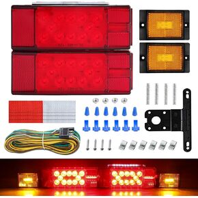 Submersible Boat Trailer Light Kit - Super Bright LED Trailer Lights, Ideal for Camper Truck RV Snowmobile Under 80" - DOT Compliant, IP68 Waterproof