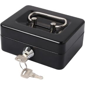 Small Cash Box with Lock and Slot, Lovndi Money Box for Cash, Piggy Bank for Kids, Black