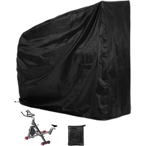 Exercise Bike Cover Waterproof Outdoor 1 Pack, Sun Dust Wind Proof Spin Bicycle Cover with Drawstring, Storage Bag, Ripstop Material-Black