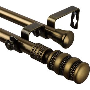 Rod Desyne Dollop Double Curtain Rod, 48 by 84-Inch, Antique Brass