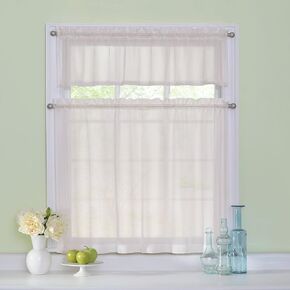 Arm and Hammer Rod Pocket Curtains for Kitchen and Bathroom, Double Panel, 56" x 36", Ivory, 2 Piece