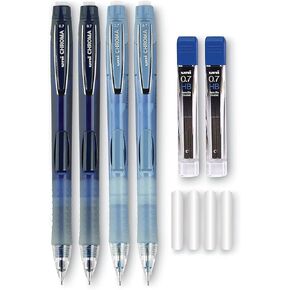 Uni-ball uniball Chroma Mechanical Pencil Woth Leasd and Eraser Refills, 0.7 Mm, Hb (#2), Black Lead, Assorted Barrel Colors, 4/Set