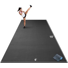 Gorilla Mats Premium Extra Large Exercise Mat – 15' x 6' x 1/4" Ultra Durable, Non-Slip, Workout Mat for Instant Home Gym Flooring – Works Great on Any Floor Type or Carpet – Use With or Without Shoes