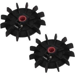Round Shaft Replacement Black Plastic 12 Impeller Motor Fan Vane Wheel 2 Pcs