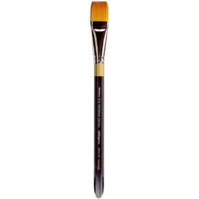 KINGART Premium Original Gold 9550A-3/4 WASH/Glaze Series Artist Brush, Golden Taklon Synthetic Hair, Short Acrylic Handle, for Acrylic, Watercolor, Oil and Gouache Painting, Size 3/4"