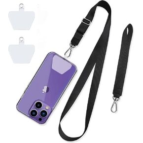 Cell Phone Lanyard Crossbody Phone Strap Phone Lanyards For Around The Neck - Travel Essentials For Women Cruise Must Haves Phone Case With Lanyard 1 Neck Straps,1 Wrist 2 Transparent Pad