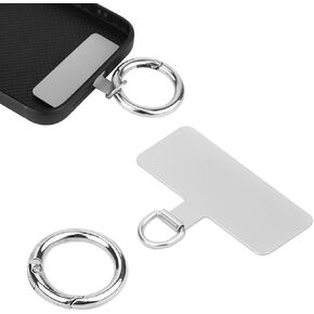 Phone Lanyard Tab, Sliver Iron Phone Tether Tab with 1 Mental Spring Ring Sturdy Portable Phone Lanyard Tether Tab for Cell Phone Replacement Part