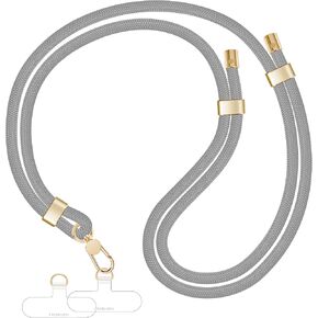 Phone Lanyards For Around The Neck, Crossbody Cell Phone Strap with Premium Metal Buckles Universal Neck Strap Holder with Clear Phone Patches For All Smartphones-Khaki in Kuwait
