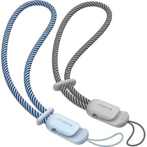 SURPHY 2 Pack Lanyard, Phone Strap, Adjustable Phone Lanyard with Two-Color Braided, Wrist Strap for Airpods, Camera (Rose Pink & Gray)
