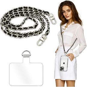 Phone Crossbody Chain CellPhone Lanyard,Universal Phone Chain Strap with Tether Patches Compatible with Most Phones