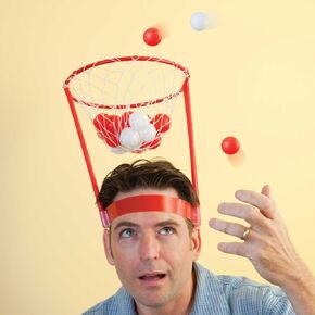 Bits and Pieces - Hilarious Basket Head - Portable Basketball Hoop - Mini Basketball Hoop for Home or Office