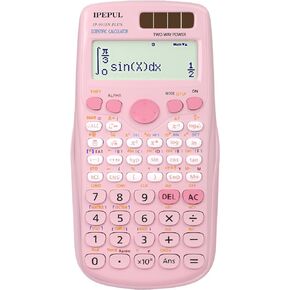 Scientific Calculators, IPepul Pink Math Calculator with 417 Function, Solar Battery Power and 4-Line Display, School Supplies for Middle High College Students Teachers (Pink 991ES Plus)