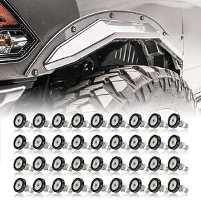 Aluminum Anode Widebody Washer and M6 x 10 mm Bolts for Pickup Truck Fender Flares, 36-Pieces Kit (Cone, Black)