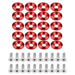 20 Pcs Aluminum Bumper Fender Washer Bumper Washer Bolt Engine Bay Dress Up Kit(Red)