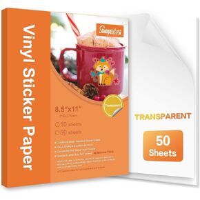 Premium Printable Vinyl Sticker Paper,Matte White 30 Self-Adhesive Sheets 8.5" x 11",Waterproof Decal Paper for Making Labels&Crafts,Tear Resistant - Inkjet & Laser Printer