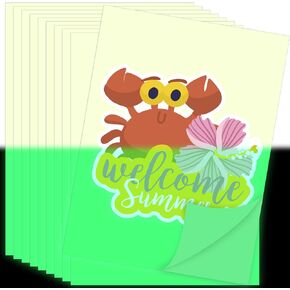 GIRAFVINYL ورق ملصقات قابل للطباعة يتوهج في الظلام للطابعة النافثة للحبر - أوراق فينيل بيضاء ذاتية اللصق - ورق لاصق مقاوم للماء - 10 ورقات، 8.5 بوصة × 11 بوصة