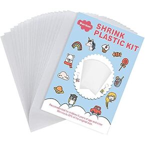 Warckon 25 Pieces Printable Shrink Plastic Sheets For Ink Jet Printers, Shrink Art Paper Shrink Film Sheets for Kids, Create Your Own Earrings, Necklace, Keychains 8.3 x 11.6 inch / 21 x 29.5 cm