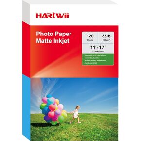 120 Sheets Thin Matte Presentation Photo Paper tabloid paper 11x17 inches 35lb 130gsm 6.5 Mil A3 for Dye Ink Inkjet Printer