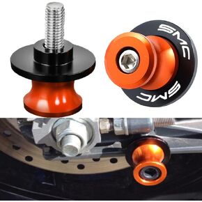 2pcs M10 X1.5 Motorcycle Swing arm Sliders Spools CNC Swing Arm Stand Screw, Fit with SMC 690 R SMC 790 (Orange)