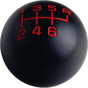 DEWHEL Black/Red Inlay Sphere 6 Speed Classic Manual Shift Knob Shifter Stick 200 Grams Weighted Aluminum 3/8-16 Compatible with Hurst Chrome Shifter Sticks