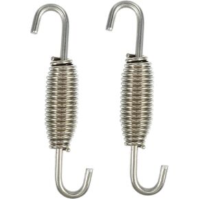 X AUTOHAUX 2pcs 68mm 2.68" Motorcycle Muffler Exhaust Pipe Spring Universal Stainless Steel Silver Tone
