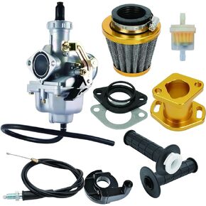 PZ27 carburetor compatible with Honda XR100 XR100R CRF100F 4 stroke CG 125CC 150CC 200CC 250CC CNC intake manifold 38MM air filter Throttle Control Handle (Blue)